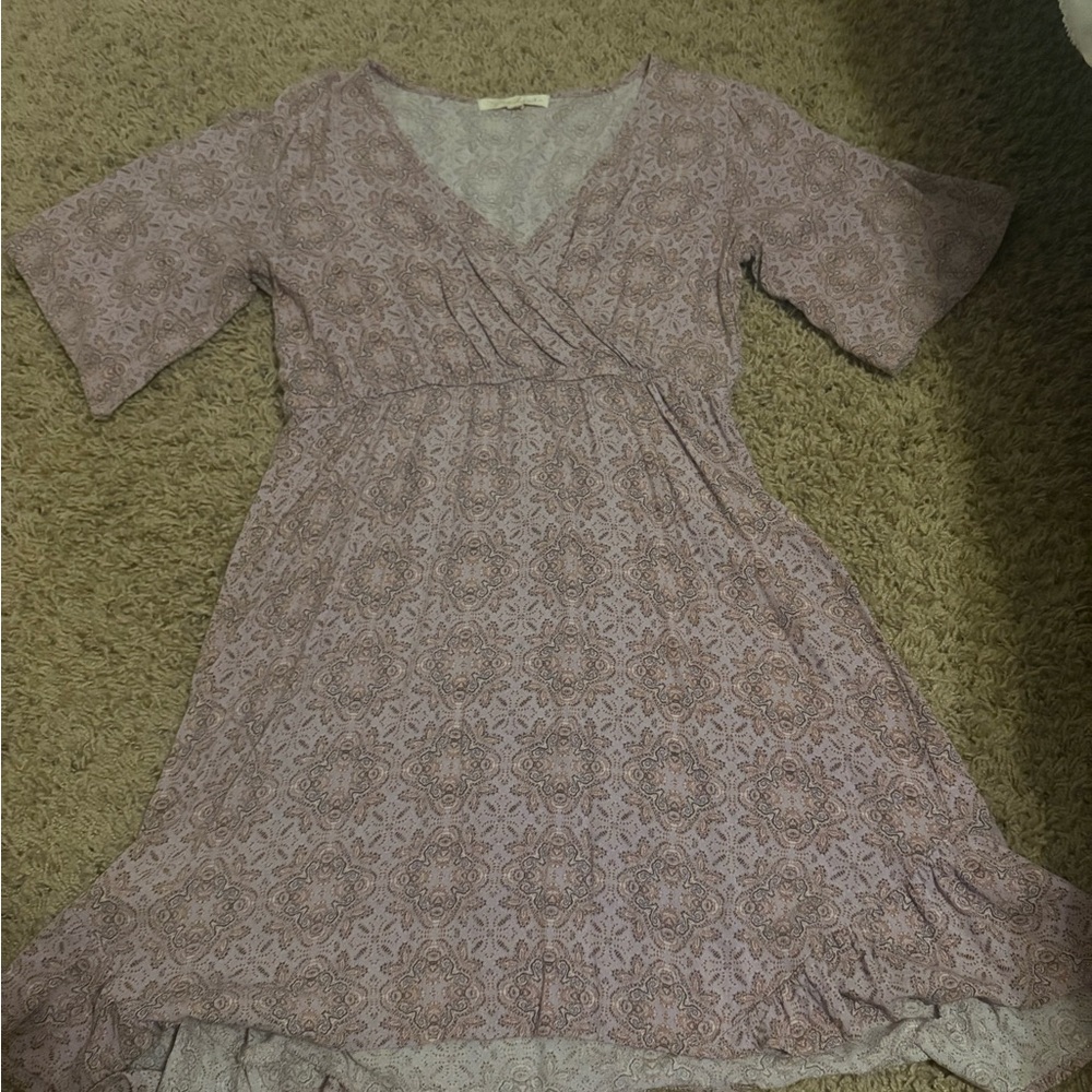 Elegant Mauve Patterned Dress